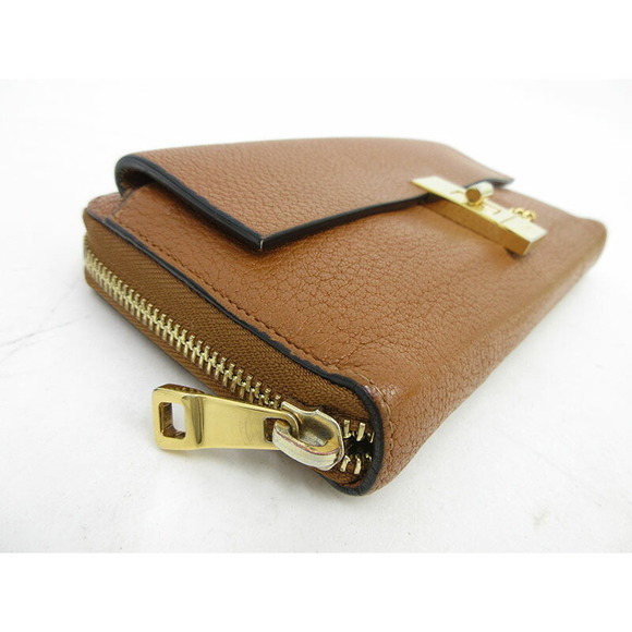 Chloe Drew Round Zip Long Wallet Brown Leather - Picture 4 of 12